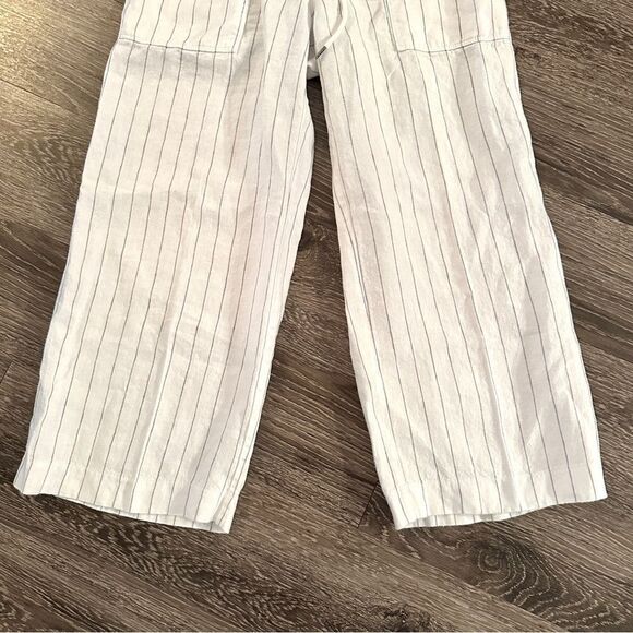 Athleta Linen Striped Bali Crop Pants Size 4 - Picture 2 of 7